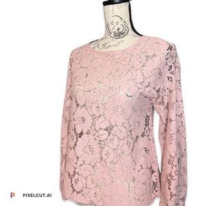 Banana Republic Pink Floral Lace Top XS